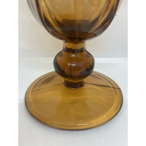 VTG Noritake Provincial Paneled Brown 5.5 inch tall Glass Water Goblet Set of 4 - Picture 3 of 8